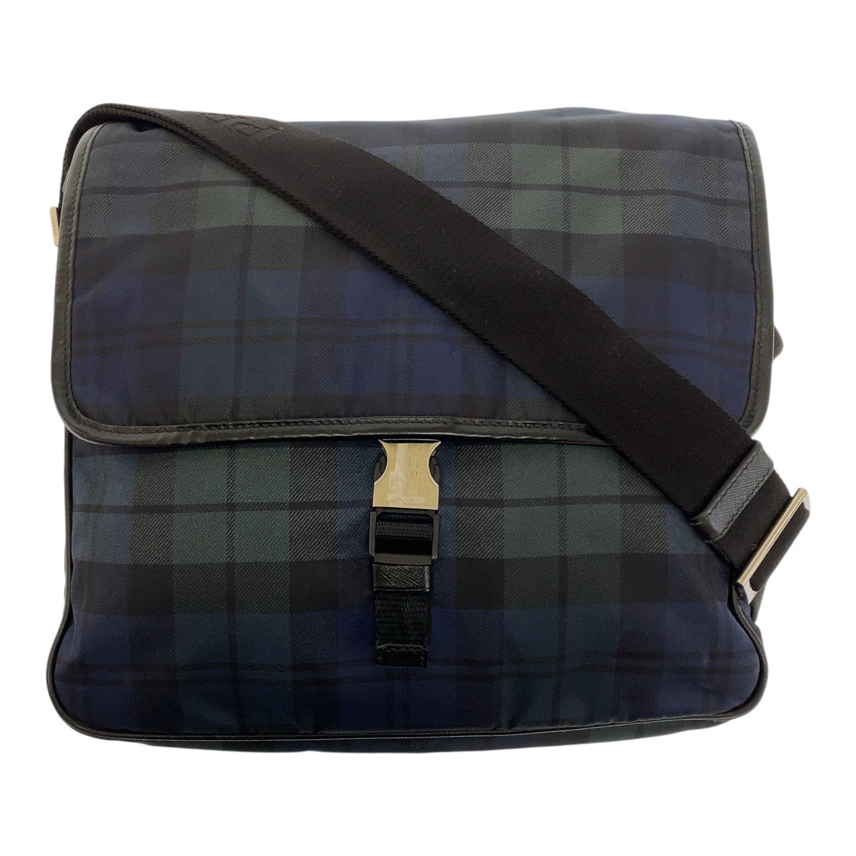 Shoulder Bag Green Silver Metal Test Triangle Nylon Black