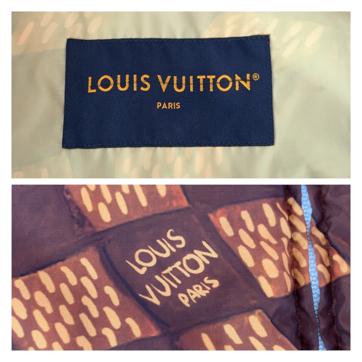Louis Vuitton jacket polyester Yellow- Damier Feast Nylon Brown Blue Green Apparel