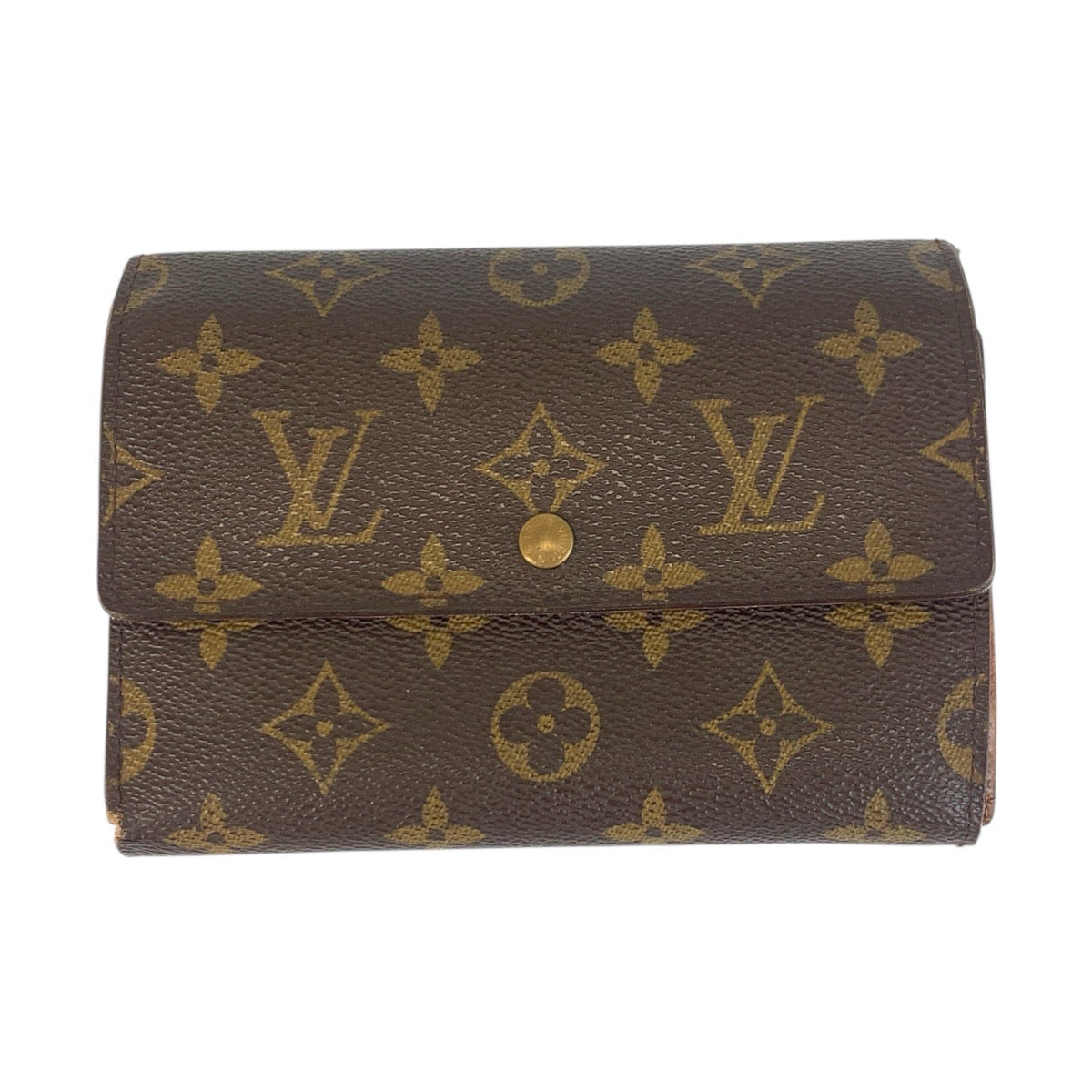 Louis Vuitton Tri-fold M61202 PVC Monogram Brown Gold Wallet Case