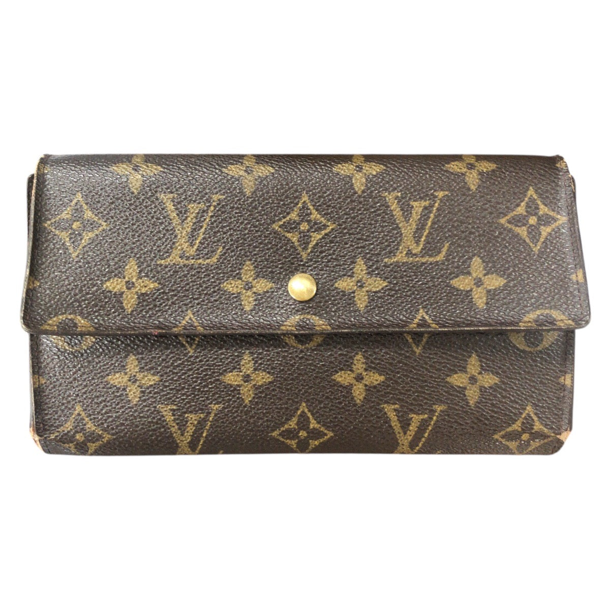 Louis Vuitton Long Purse M61215 PVC Monogram Brown Gold Wallet Case 3