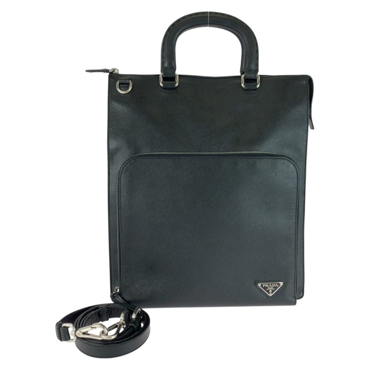 Tote Bag Safiano Triangle With Leather Black