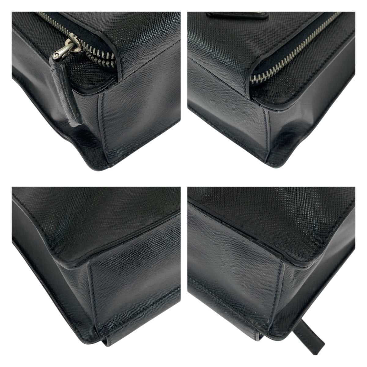 Tote Bag Safiano Triangle With Leather Black