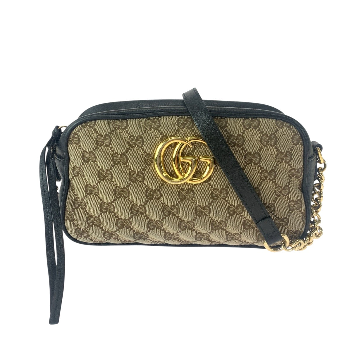 Gucci GG Metal GG Marmont quilting Canvas Brown Beige Gold Shoulder Bag