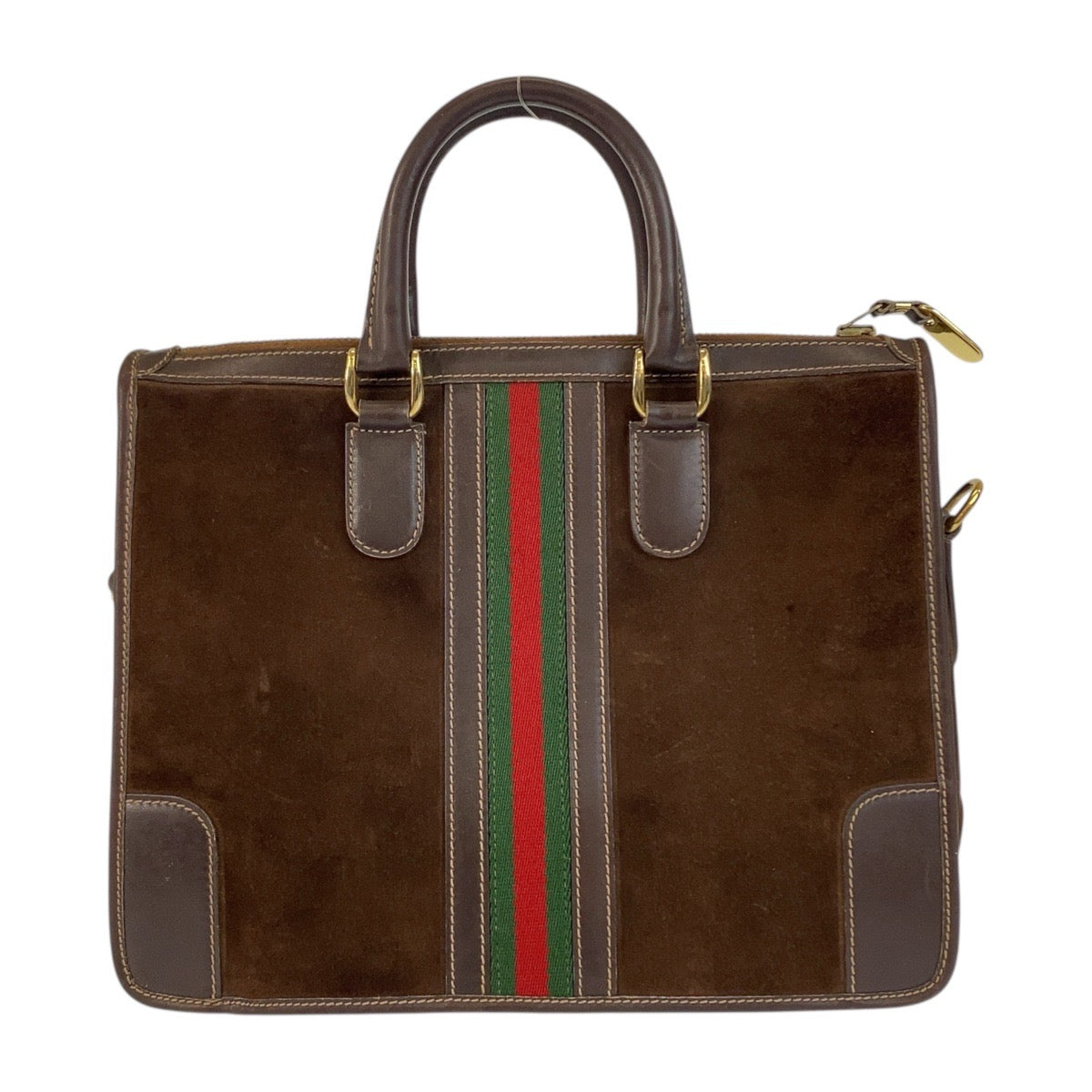 Gucci Metal Sherry line Suede Brown Gold Handbag