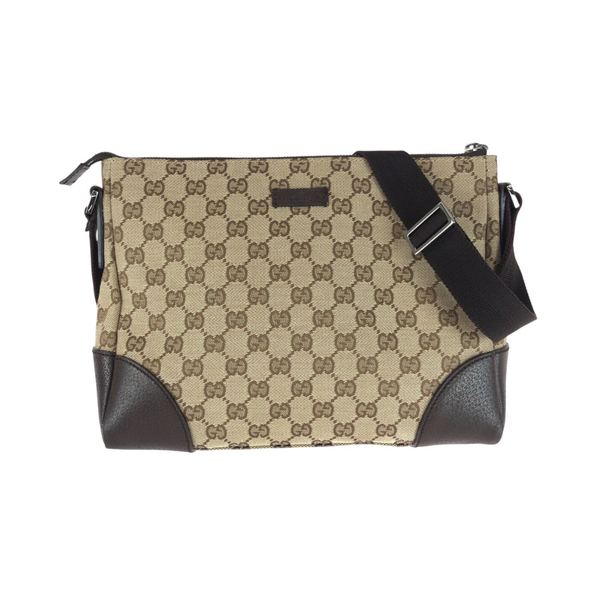 Gucci GG SilverMetal Canvas Brown Beige Shoulder Bag 5