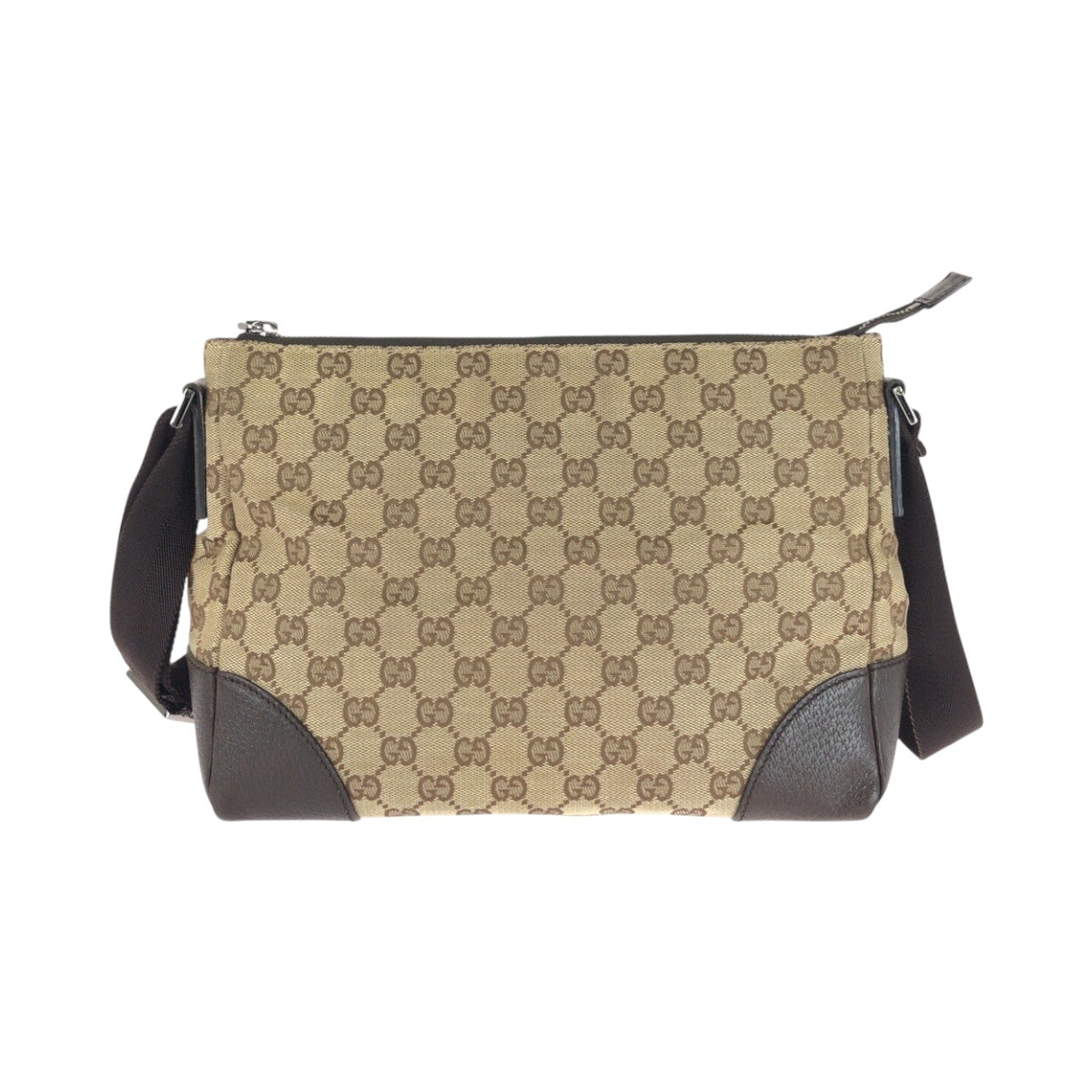 Gucci GG Metal Canvas Beige Silver Gray Shoulder Bag