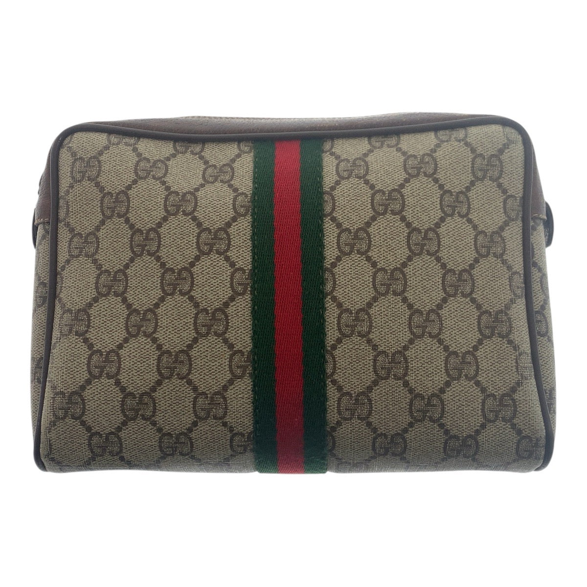 Gucci 56 01 012 GG Supreme Canvas Brown Beige Gold Clutch Bag