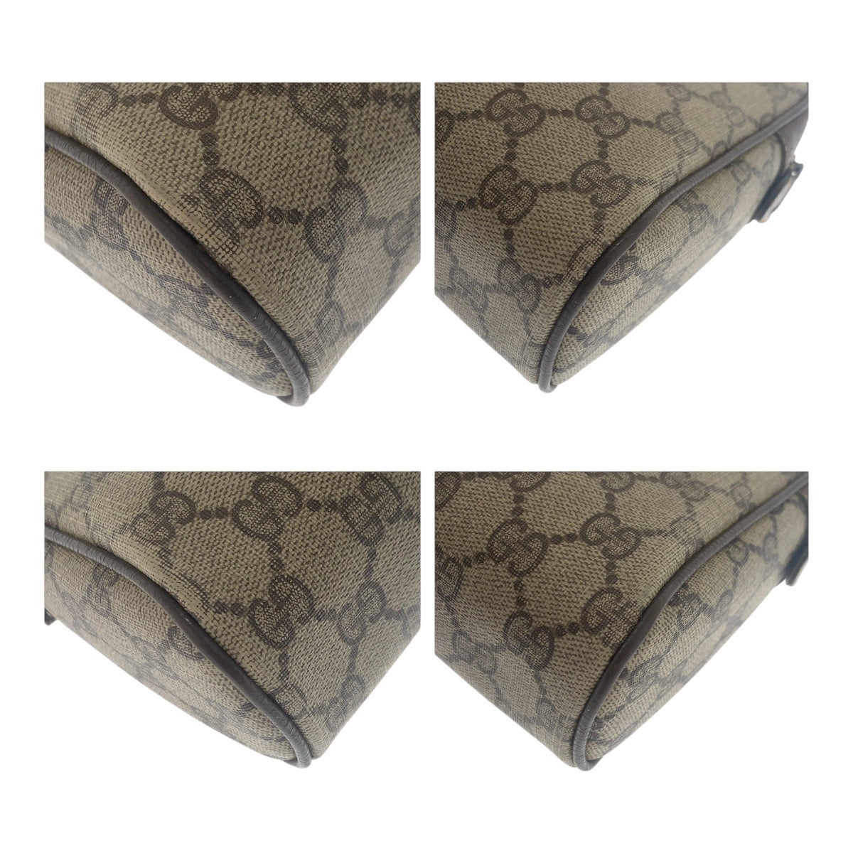 Gucci 56 01 012 GG Supreme Canvas Brown Beige Gold Clutch Bag