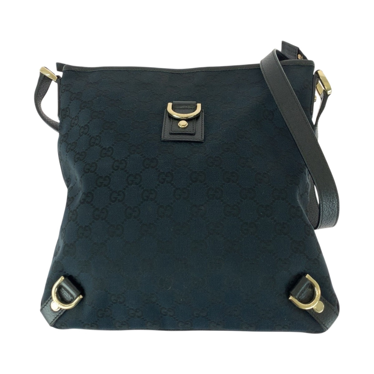 Gucci GG GoldMetal Abbey Canvas Black Shoulder Bag