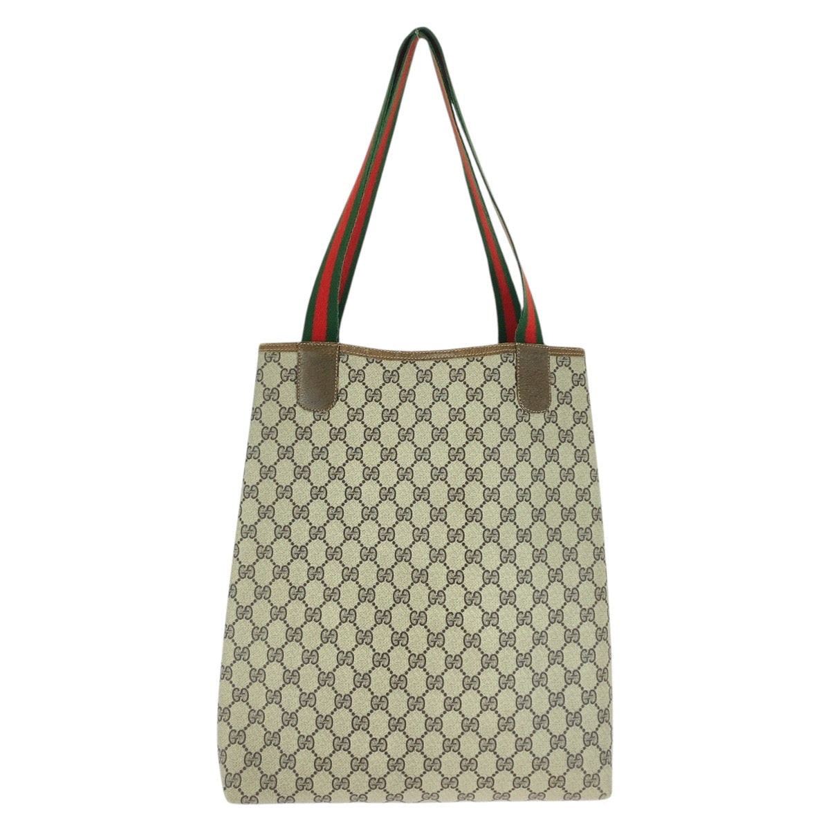 Gucci 001 03 48 GG Supreme Canvas Brown Beige Tote Bag