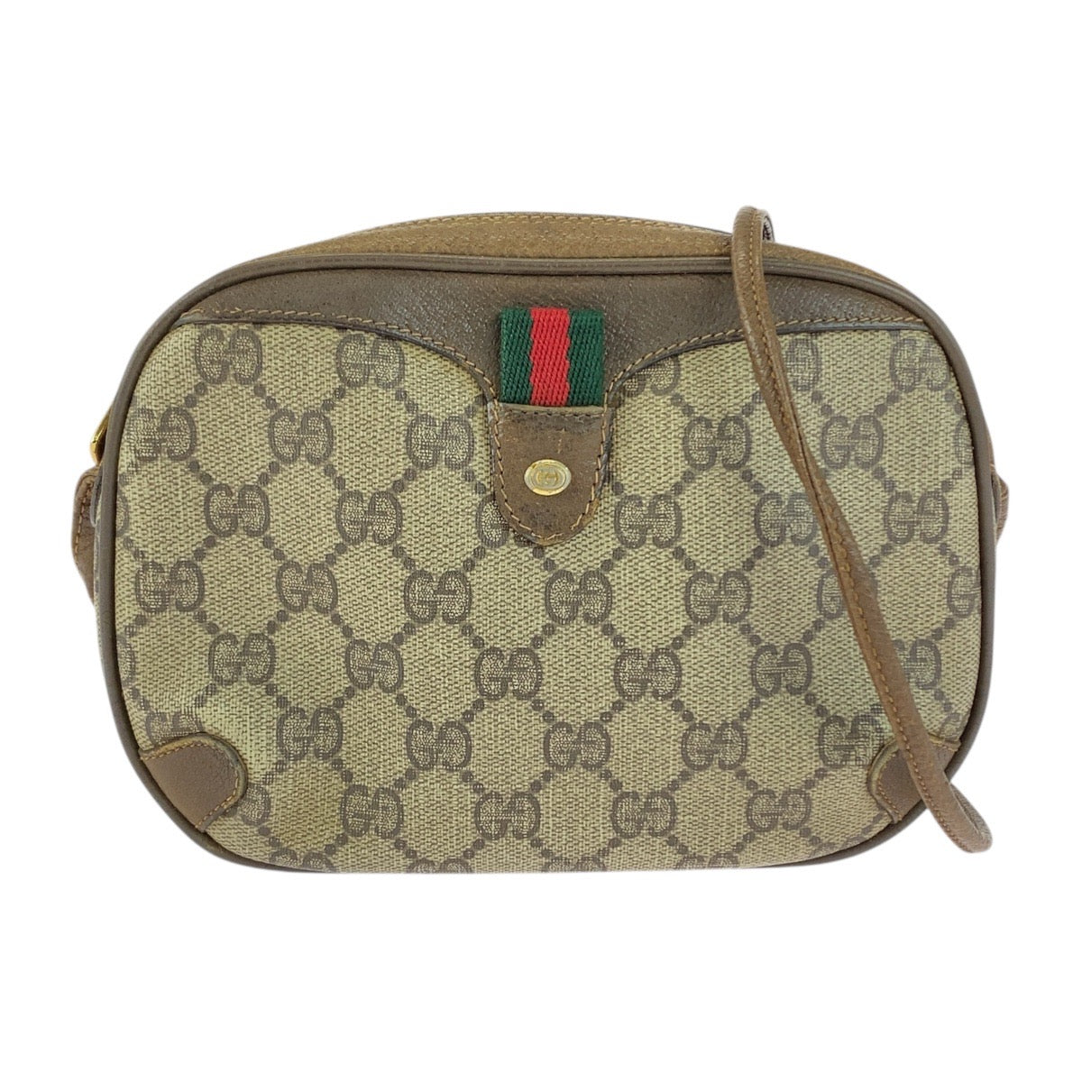 Gucci 89 02 066 GG Supreme Canvas Brown Beige Shoulder Bag