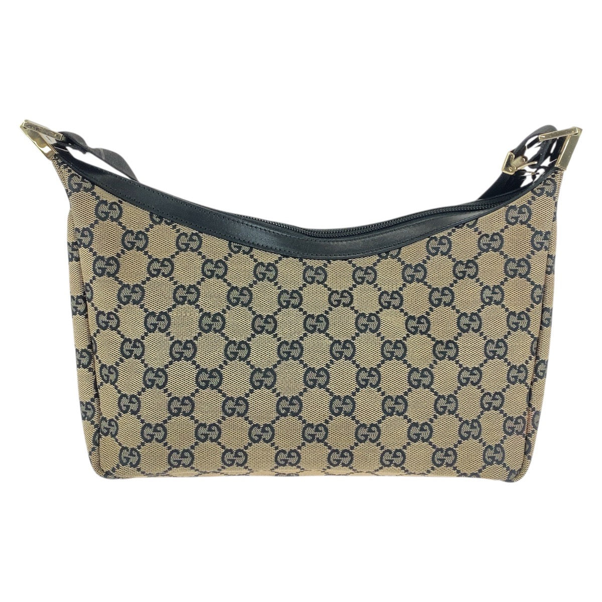 Gucci 019 GG Metal Canvas Black Beige Gold Shoulder Bag 2