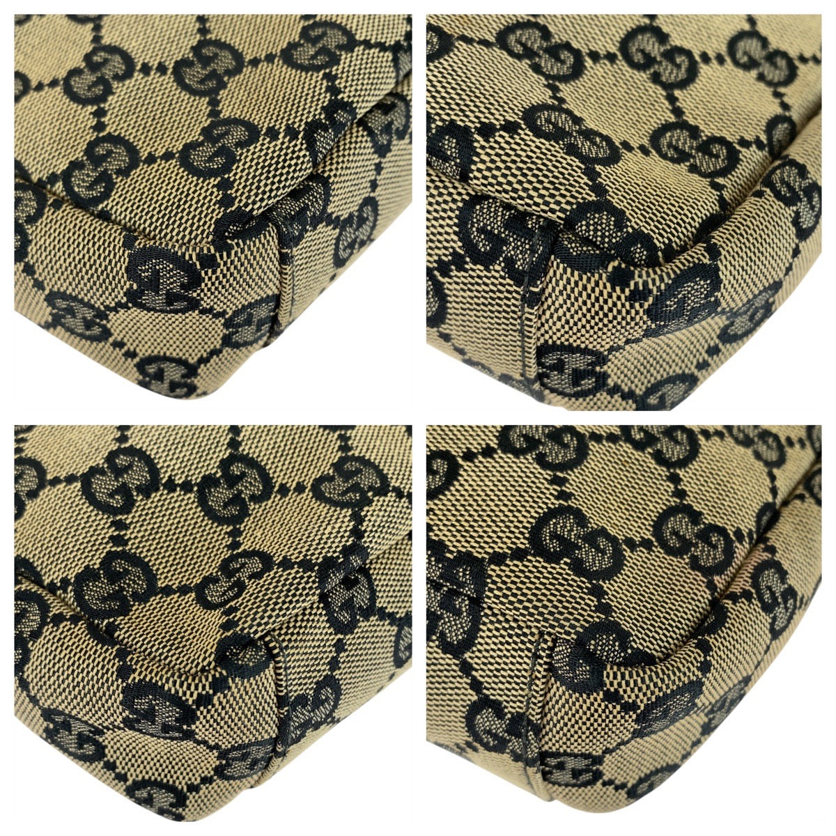 Gucci 019 GG Metal Canvas Black Beige Gold Shoulder Bag 2