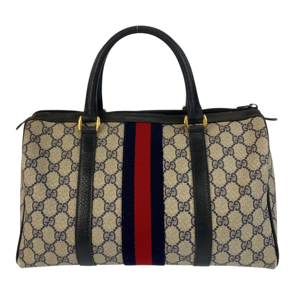 Gucci 24 02 007 GG Supreme Canvas Gold Navy Gray Handbag
