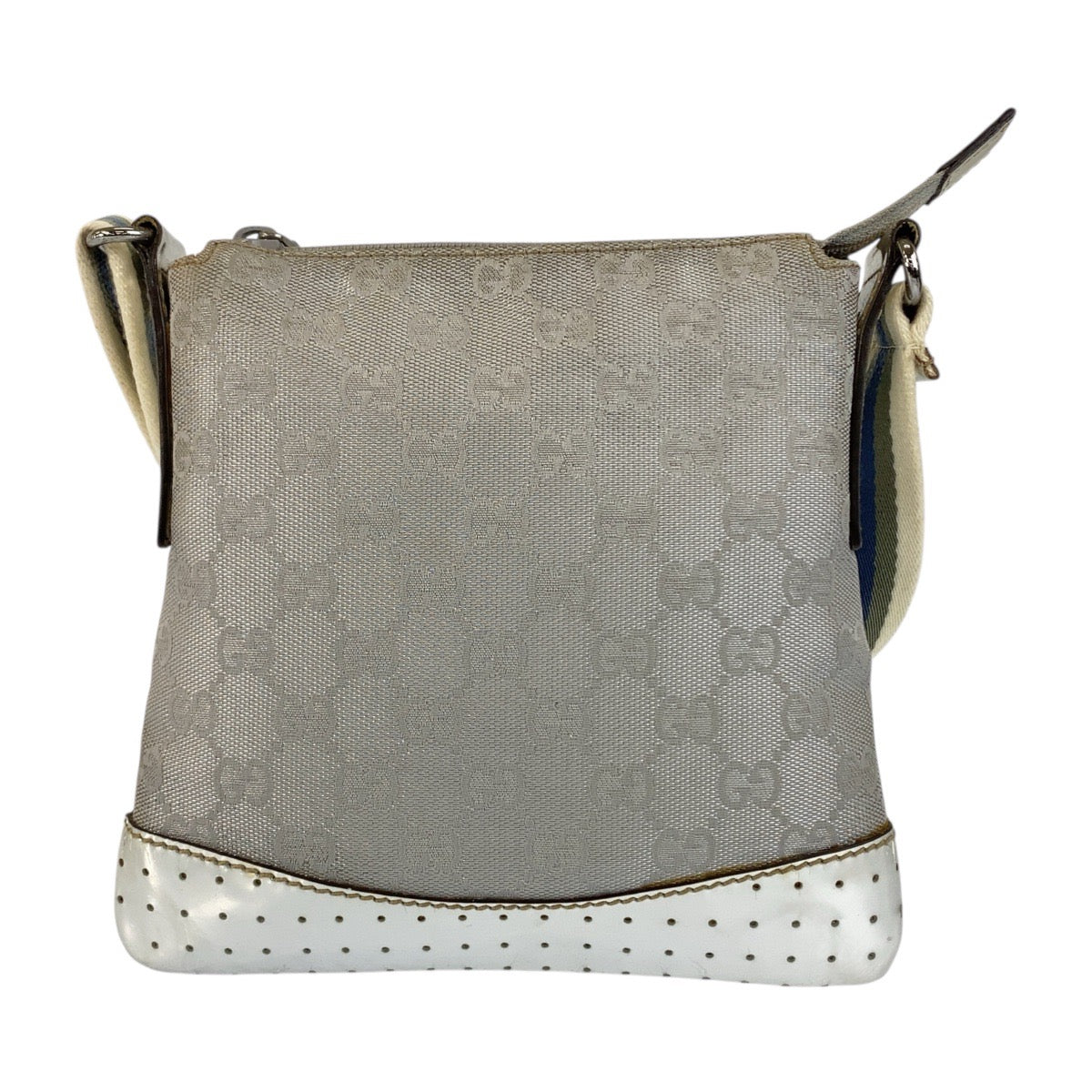 Gucci GG Sherry line Canvas Silver Gray Shoulder Bag