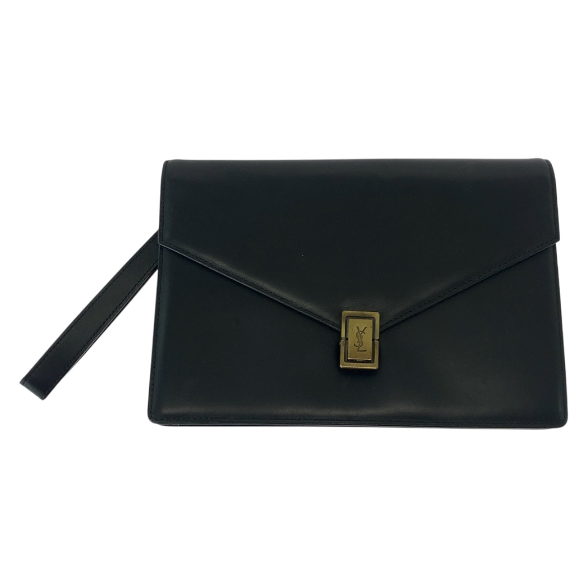 YSL Saint Laurent YSL Saint Clutch Bag Goldmetal Leather Black