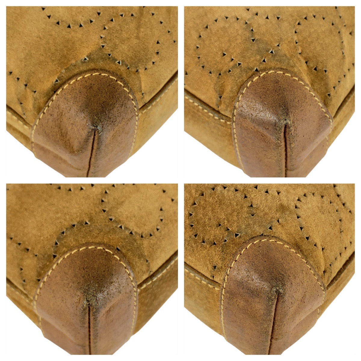 Gucci 004 113 Metal Suede Brown Beige Gold Clutch Bag