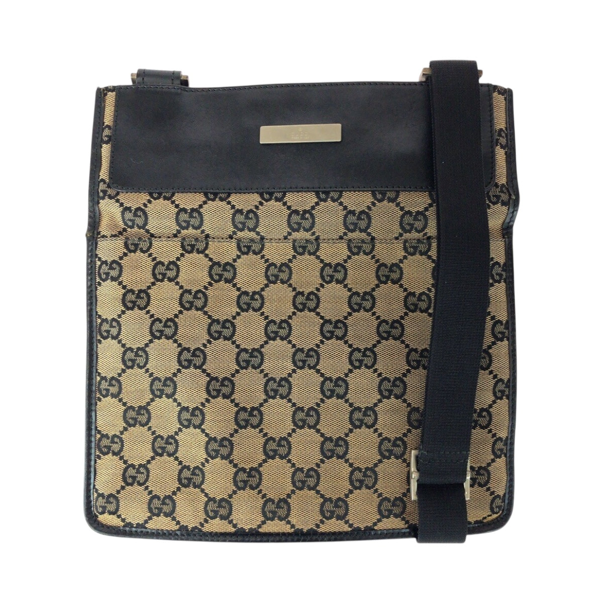 Gucci 019 GG Metal Canvas Beige Silver Gray Shoulder Bag