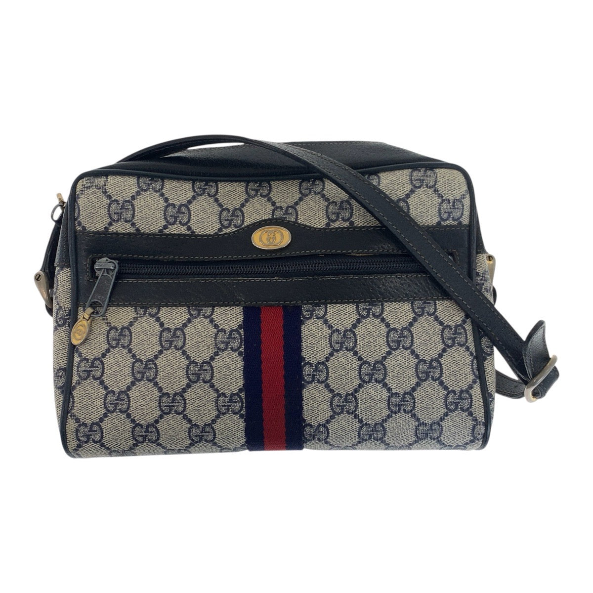 Gucci 68 001 PVC Metal Sherry Gold Navy Shoulder Bag