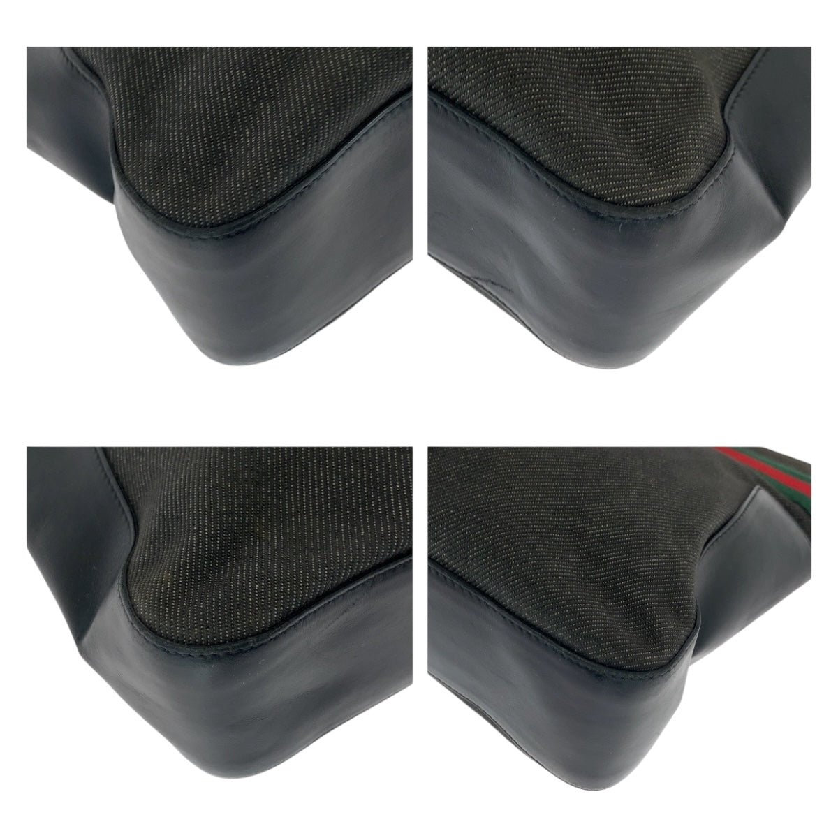 Gucci SilverMetal Sherry line Canvas Black Tote Bag