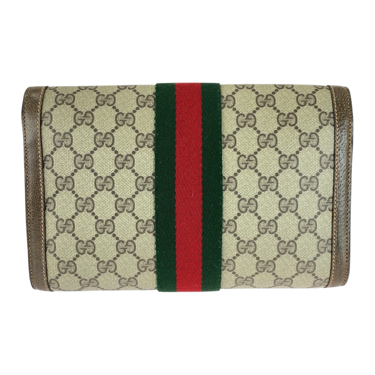 Gucci 89 01 006 GG Supreme Canvas Brown Beige Clutch Bag