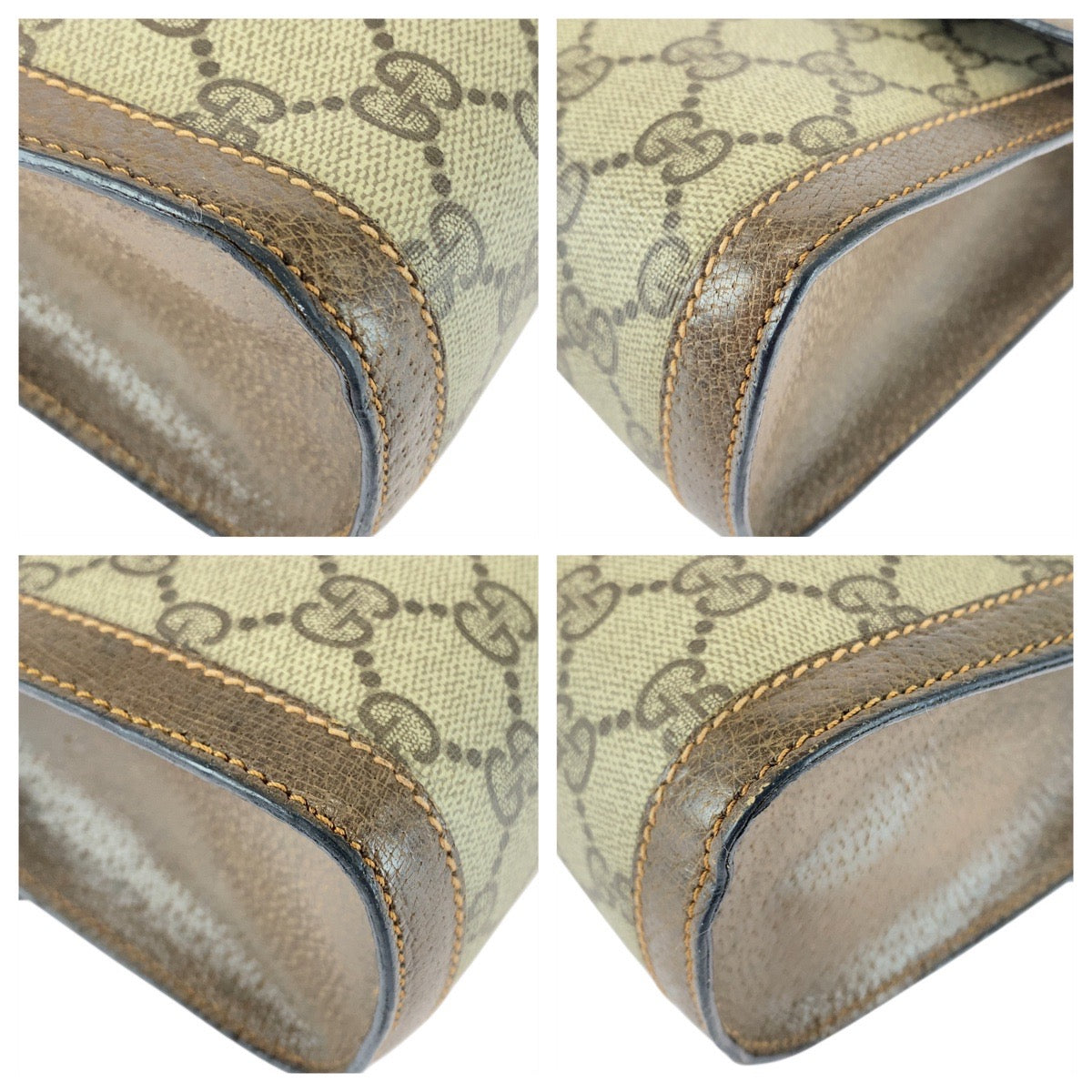 Gucci 89 01 006 GG Supreme Canvas Brown Beige Clutch Bag