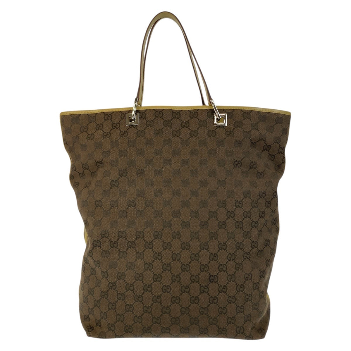 Gucci GG yellow Sherry line Canvas Brown Tote Bag