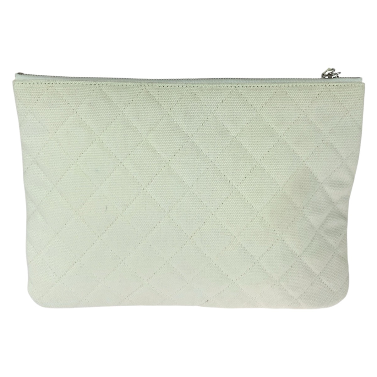 Chanel SilverMetal Coco Cuba COCO Mark Multicolor White Canvas Clutch Bag