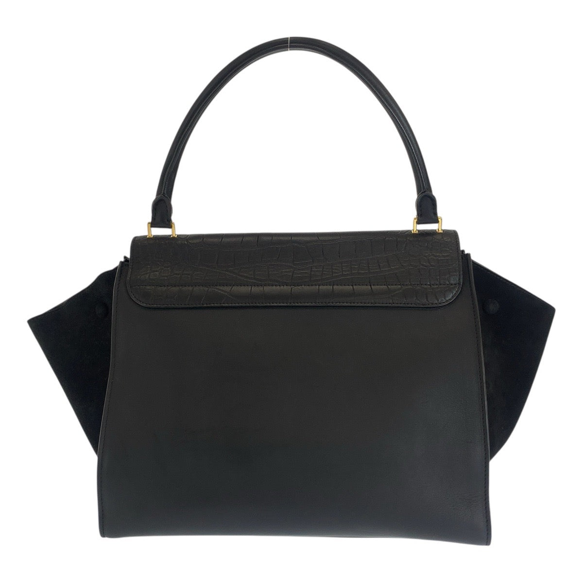 Shoulder Bag Goldmetal Trapeze Embossing Leather Black