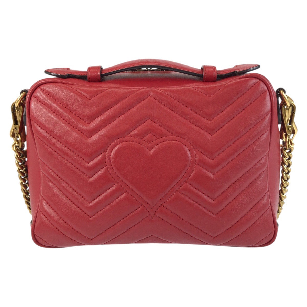Gucci Metal GG Marmont Leather Red Gold Shoulder Bag
