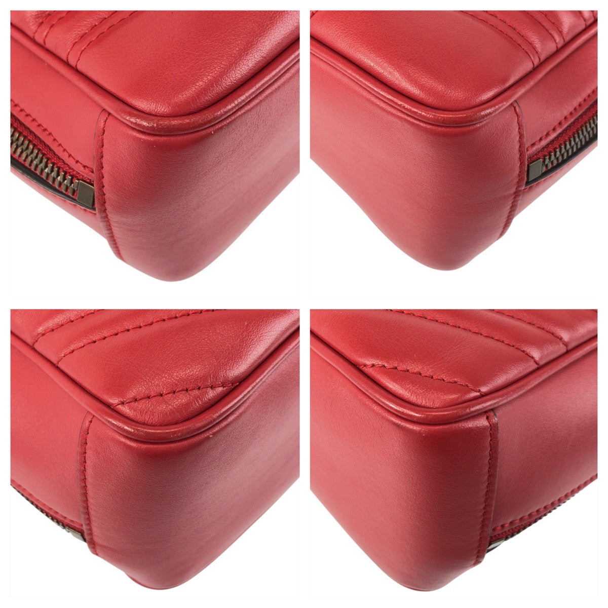 Gucci Metal GG Marmont Leather Red Gold Shoulder Bag