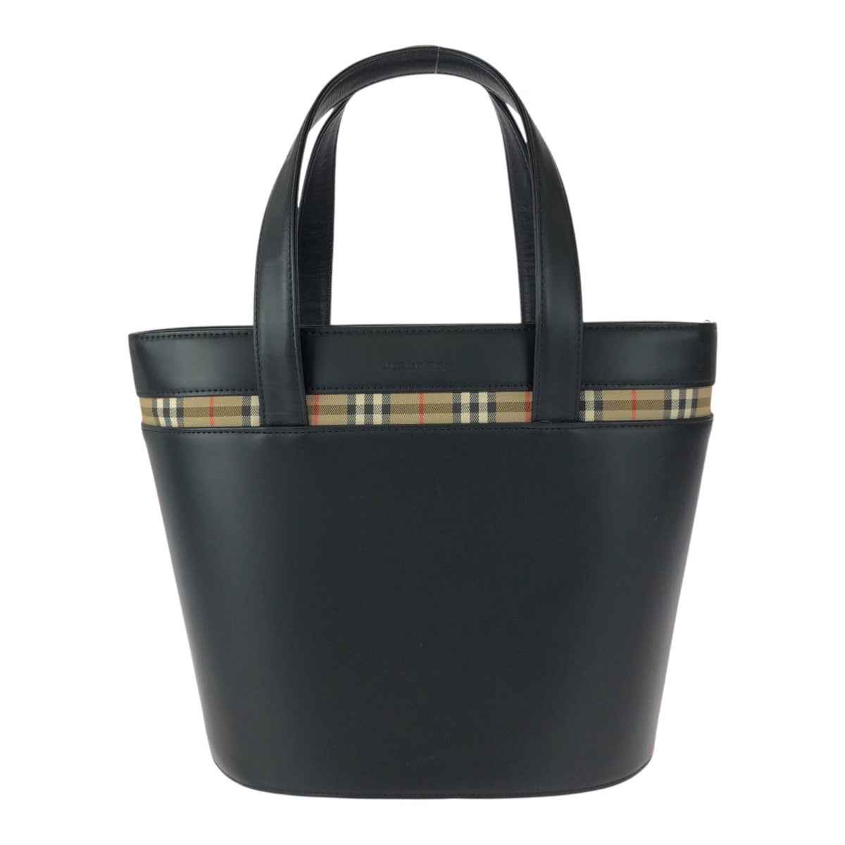 Burberry Tote Bag Nova Check Leather Black Silver