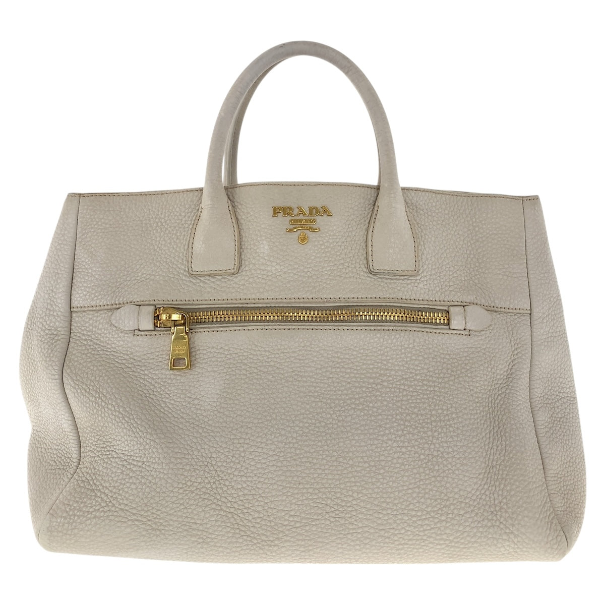 Tote Bag Off Ivory Metal Vitello Leather White