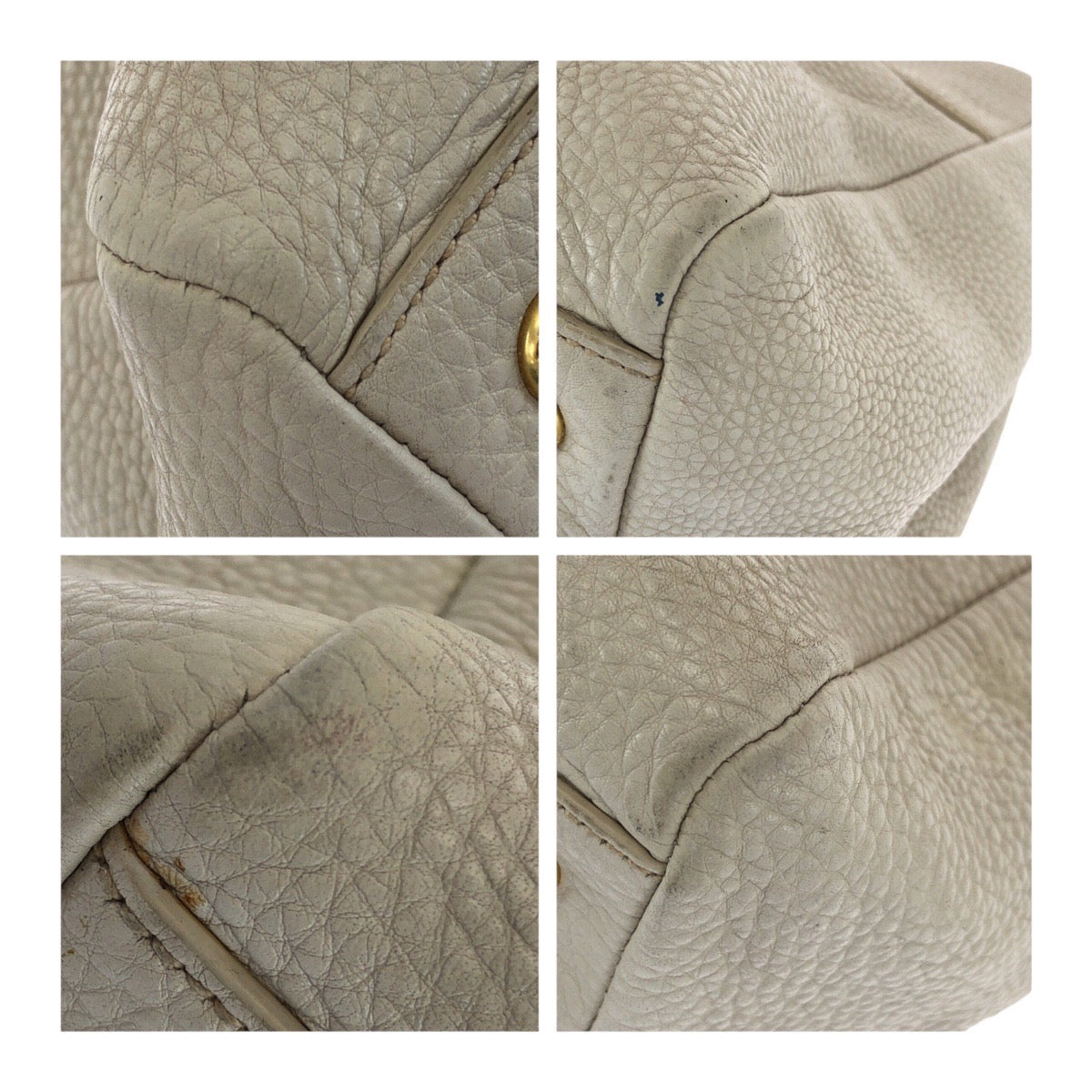 Tote Bag Off Ivory Metal Vitello Leather White