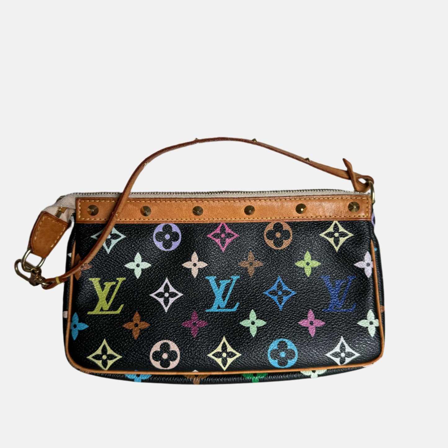 Louis Vuitton x Takashi Murakami Pochette Accessoire Black Multicolor Clutch Bag