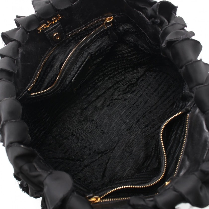 Prada Origami Tote Bag Nylon Black Chain