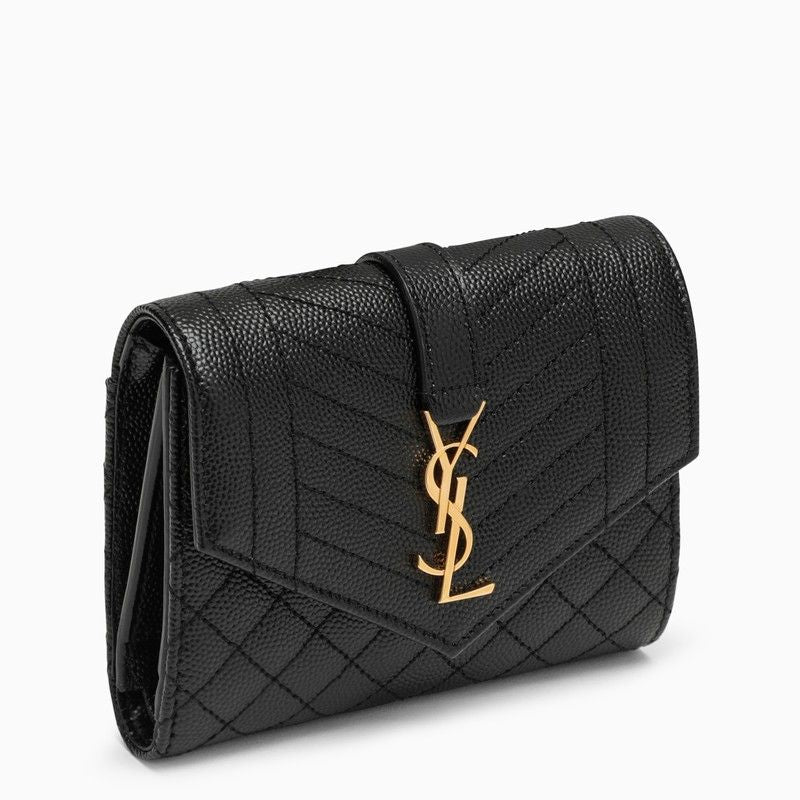 YSL Saint Laurent Saint Laurent Trending Women Tri Fold Envelope Leather Black Travel Bag
