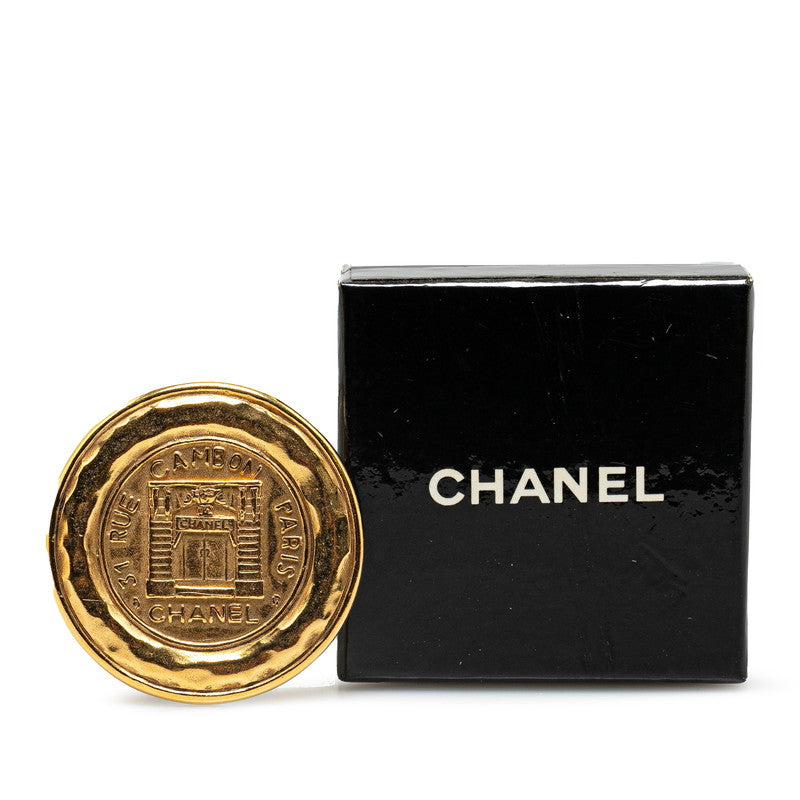 Chanel Gold Plated Cambon Round Brooch