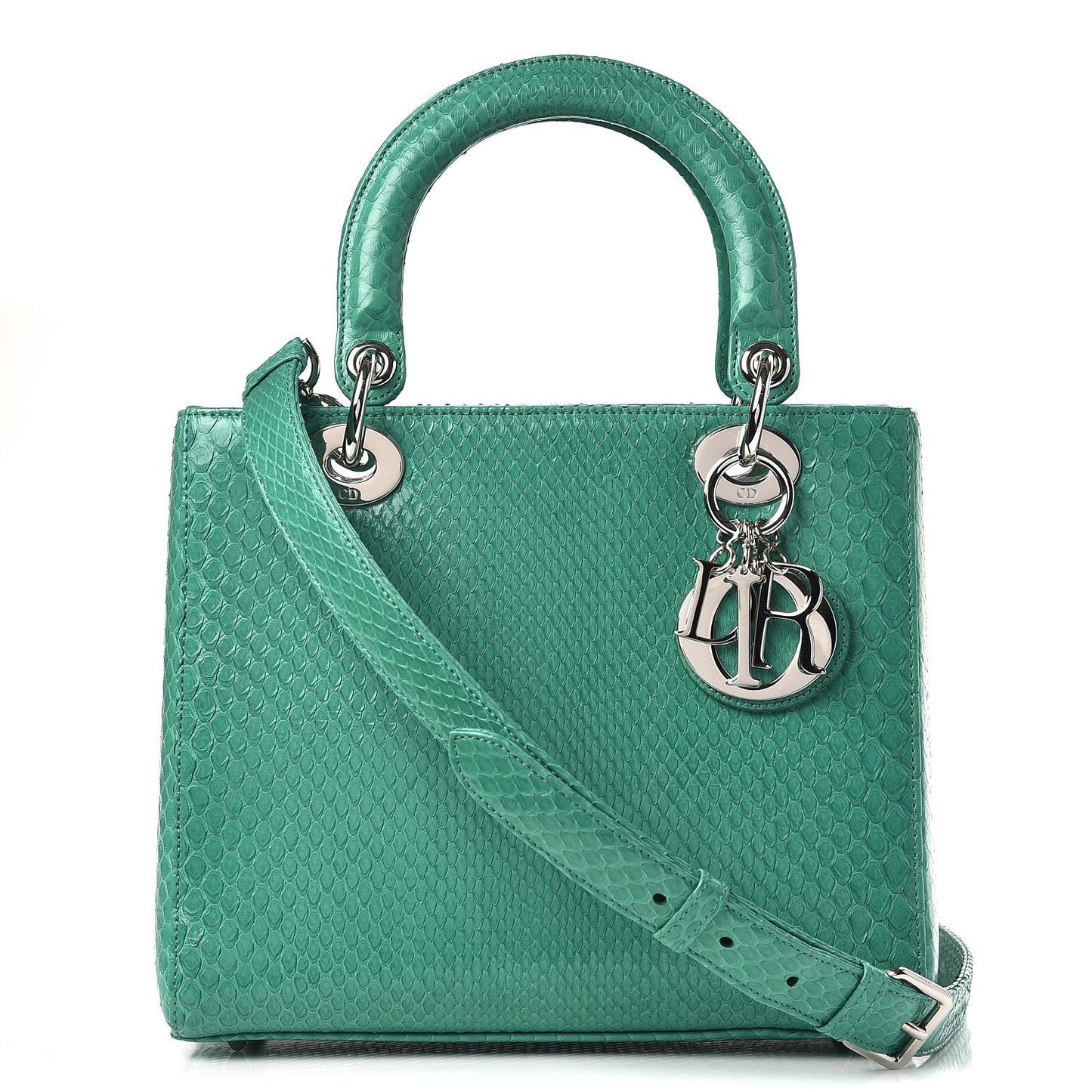 Dior Lady Python Lady Handbag Green Medium Travel Bag