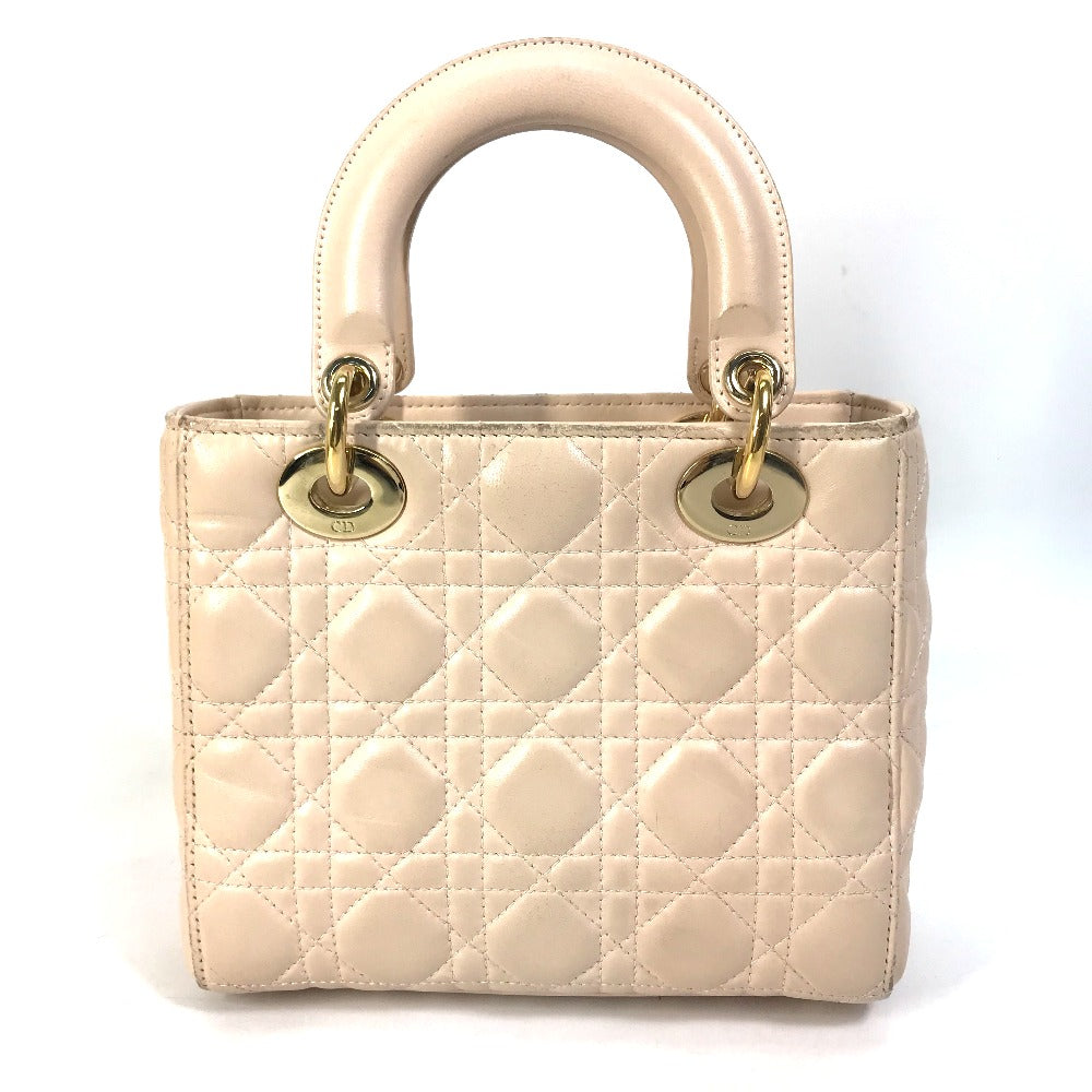 Dior Handbag Shoulder Bag Crossbody Bag Lady Women Leather Beige