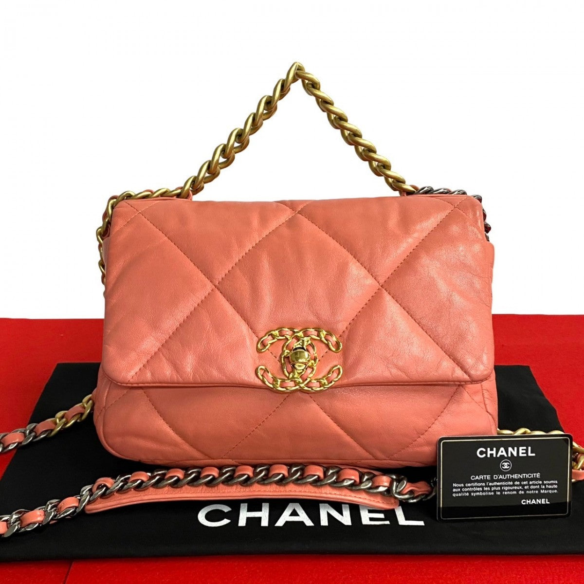 Chanel lambskin COCO Mark Matrasse 19 Pink Shoulder Bag