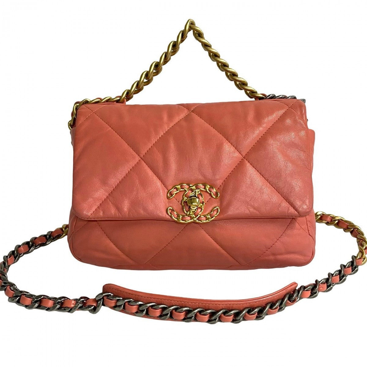 Chanel lambskin COCO Mark Matrasse 19 Pink Shoulder Bag