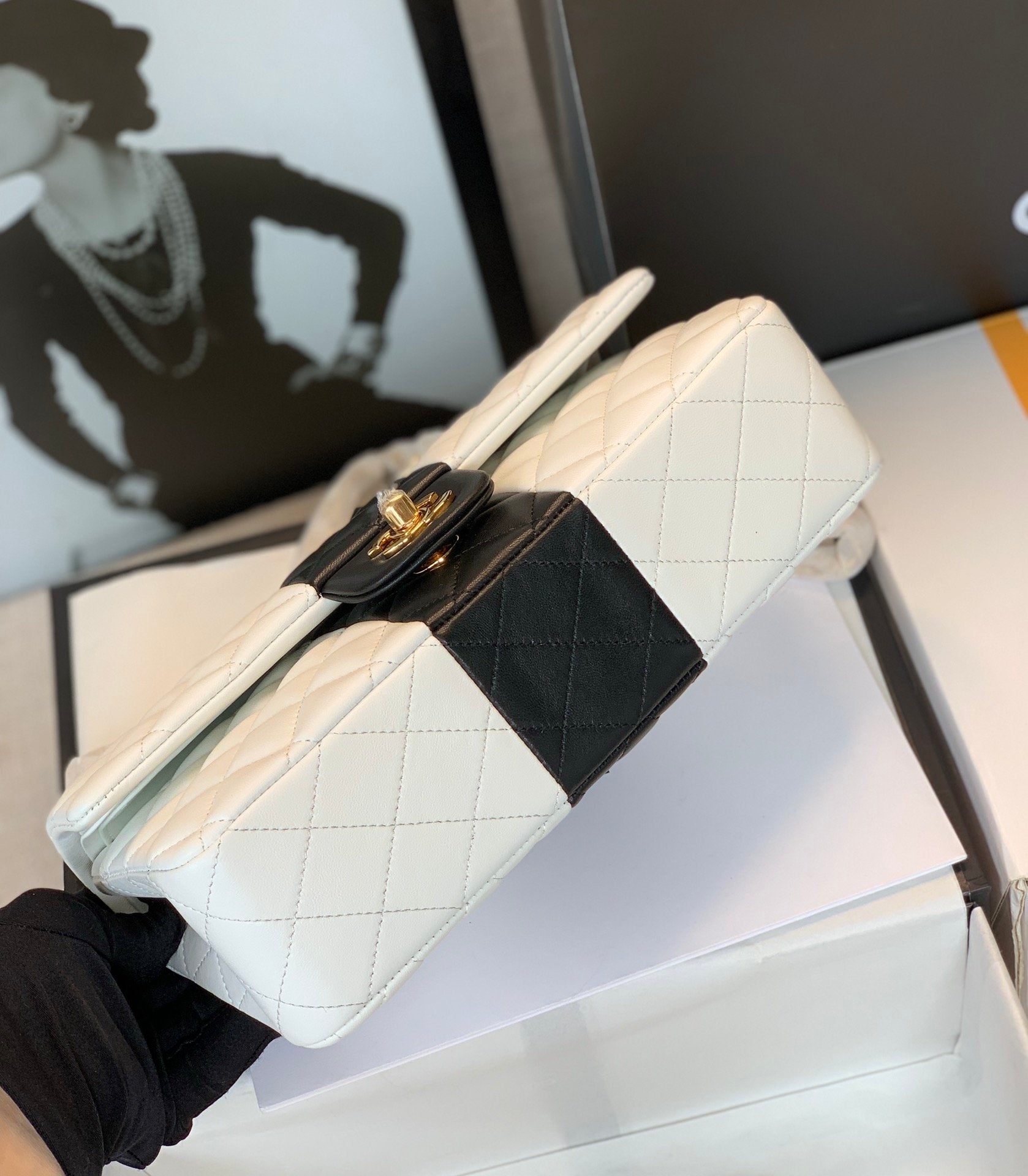 CHLMini 7.8in 20cm White Flap Mini Bag