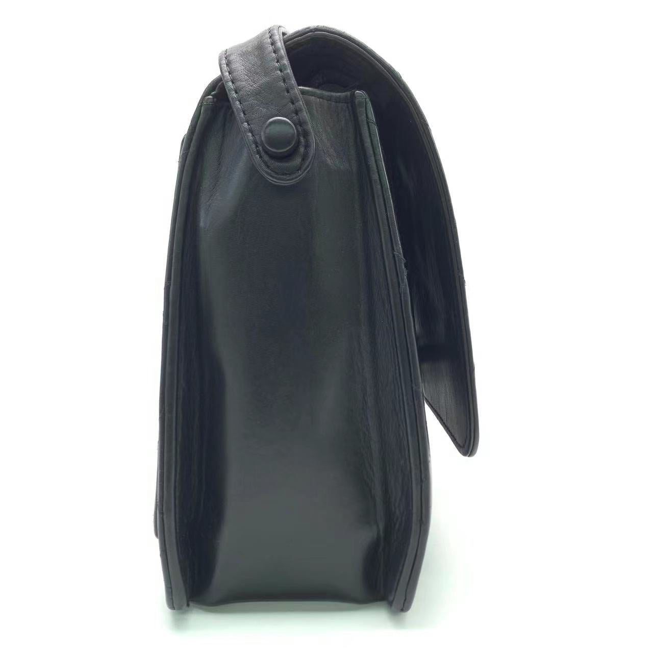 Chanel Kelly Style Diamond Stitch Black Leather Shoulder Bag