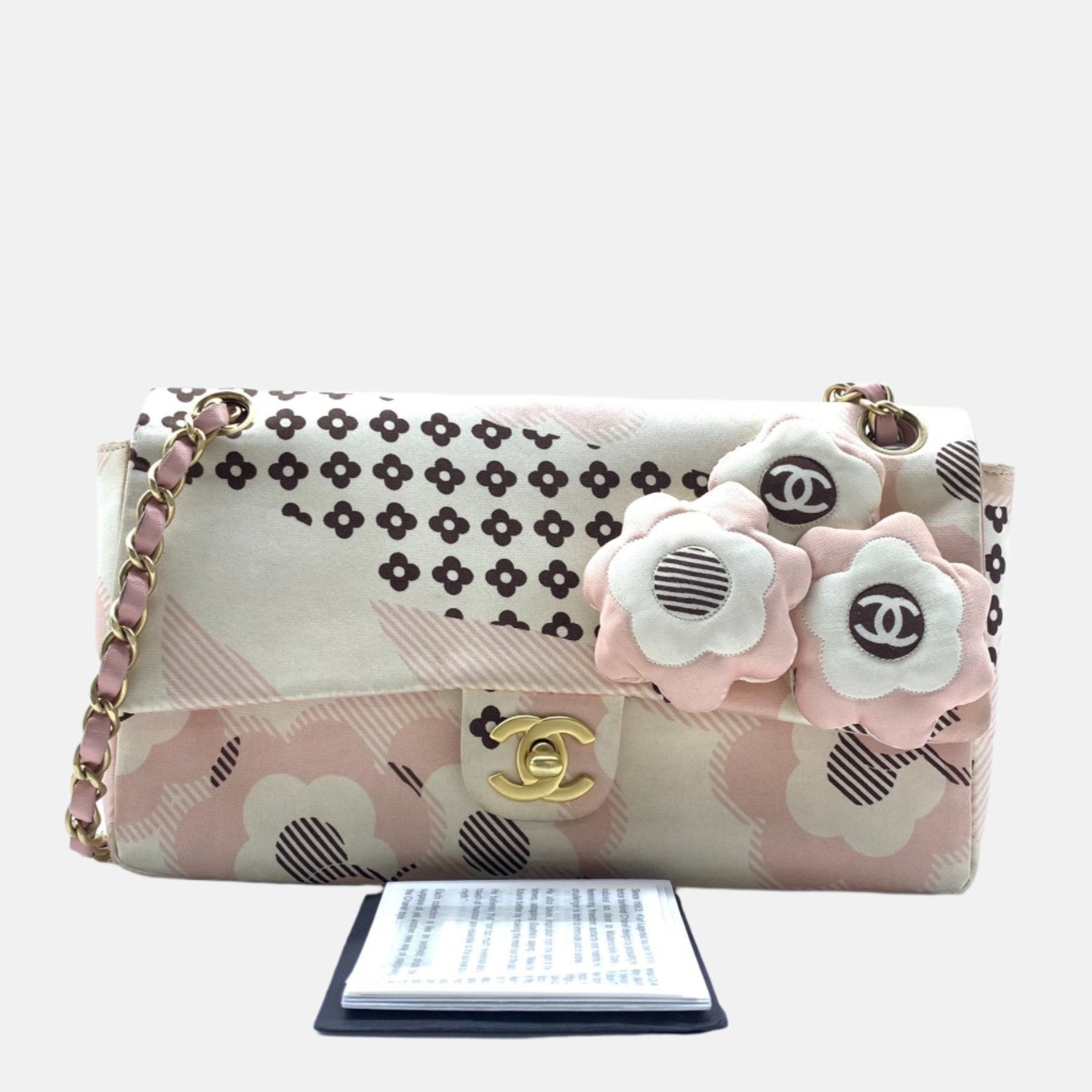 Chanel Camellia Flap Floral Printed Satin Pink Shoulder Bag