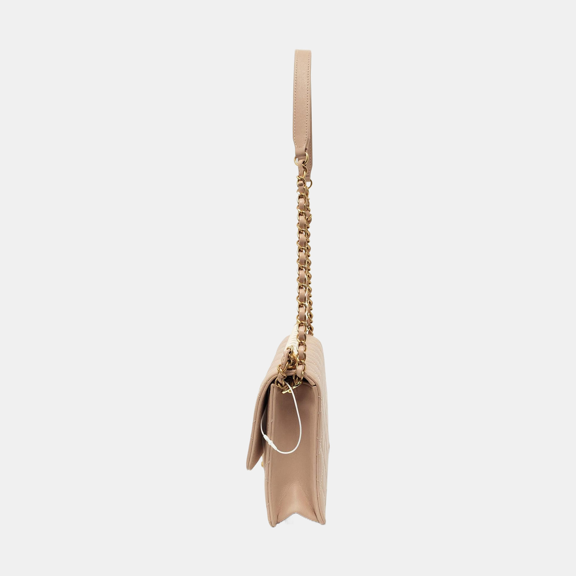Chanel Classic Vertical Pearl Light Flap Hardware Pink Gold Small Shoulder Bag