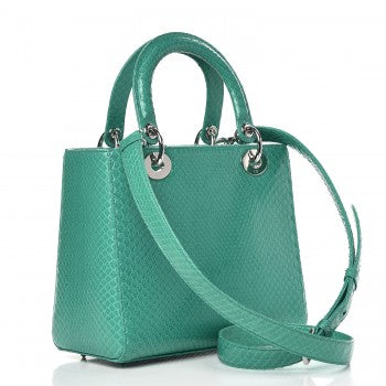 Dior Lady Python Lady Handbag Green Medium Travel Bag
