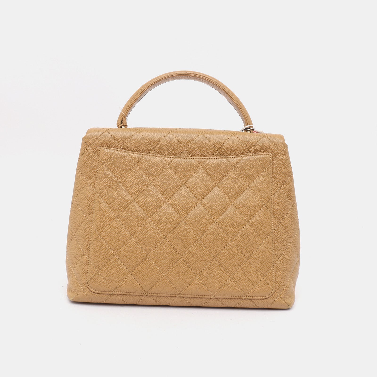 Chanel Top Handle Kelly Flap Caviar 24k Gold Beige Leather Shoulder Bag