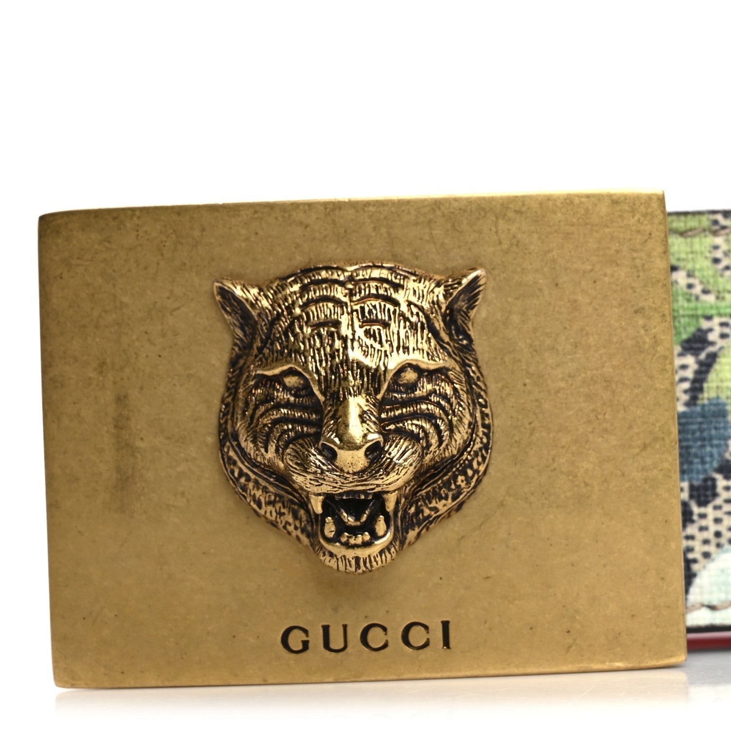 Gucci GG Supreme Monogram Blooms Plaque Belt 70 28 Blue