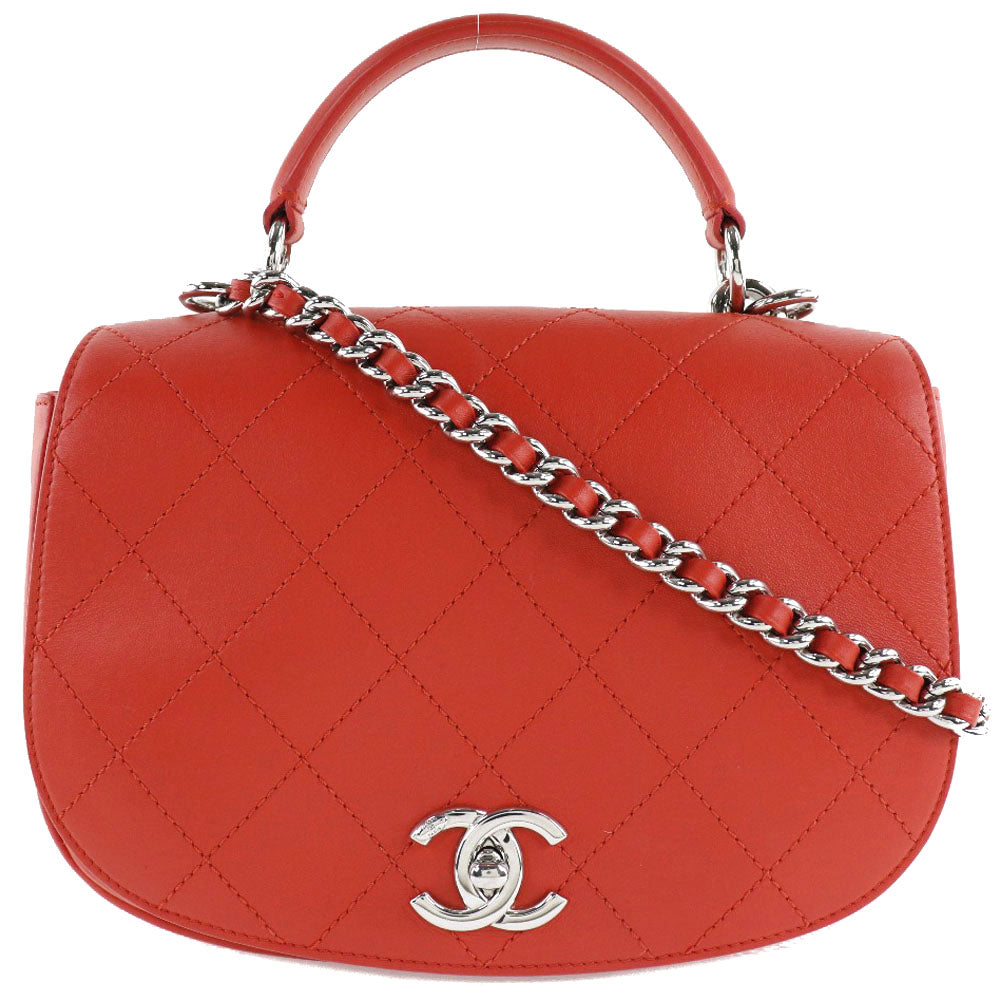 Chanel Calfskin 2WAY Matrasse ChainShoulder Red Shoulder Bag